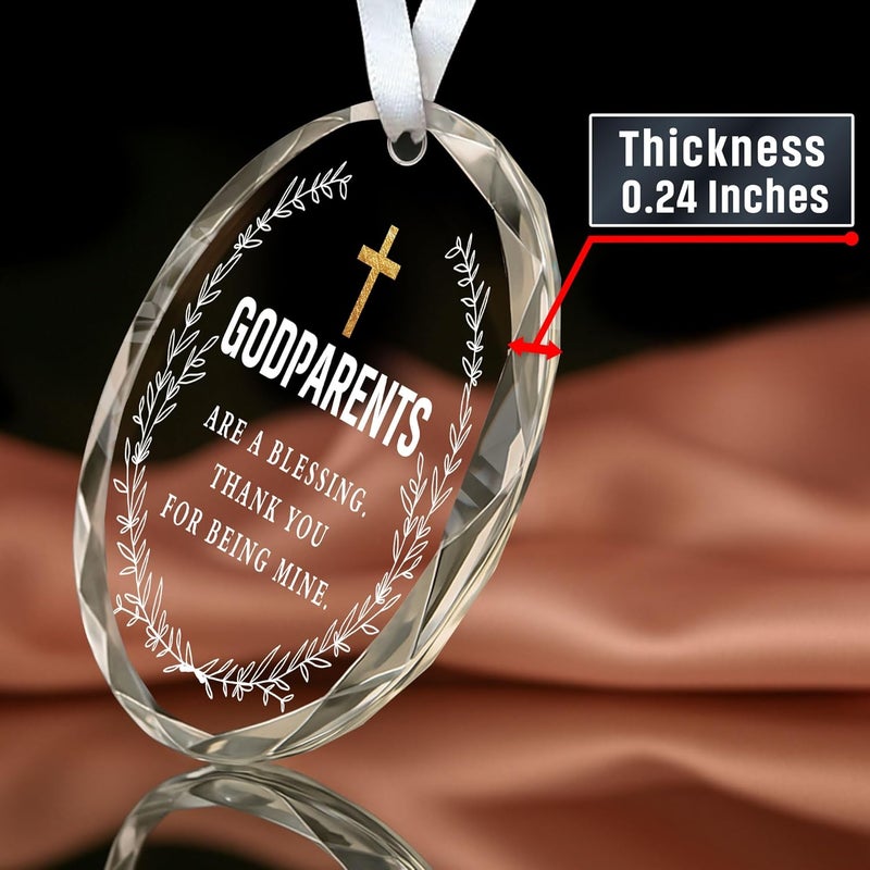 HEXMOZ Godparents Gifts - Godparent Ornament 2025 - Godparent are Blessing, Thank You for Being Mine Present - God Parent Gift Ideas, Gifts for Godparents, Baptism Gift - Glass Ornament for Christmas - Image 3